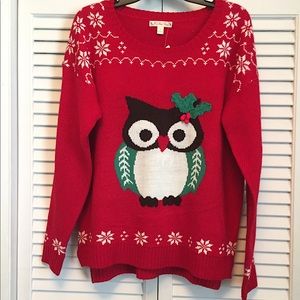 🎄 NWOT "It's Our Time" Christmas Owl Crewneck Sweater (L)🎄